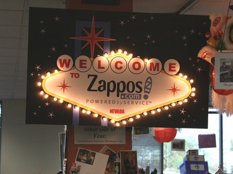 A sign hanging in the Zappo's headquarters in Las Vegas.